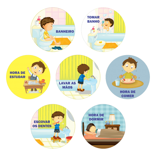 Adesivos sinalizadores das atividades Para menino