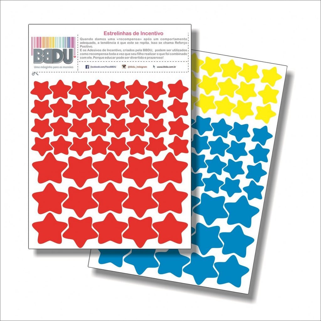 Adesivos de Incentivo - Estrelas Azul, vermelha e amarela